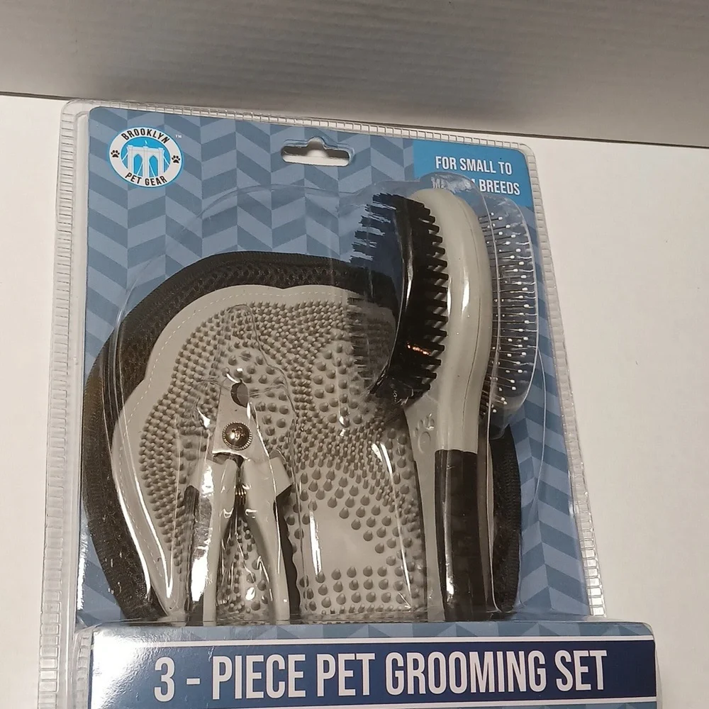Pet Grooming 3 Piece Set Black Gray 3-Way For Small to Medium Breeds NWT